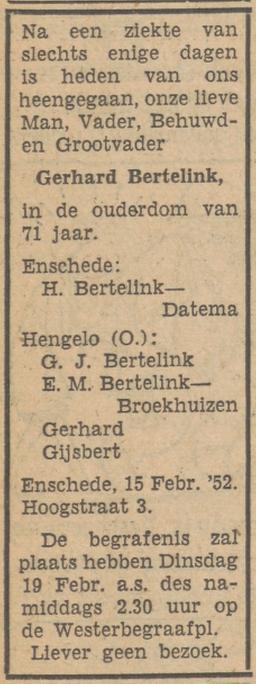 Hoogstraat 3 G. Bertelink overlijdensadvertentie Tubantia 16-2-1952.jpg