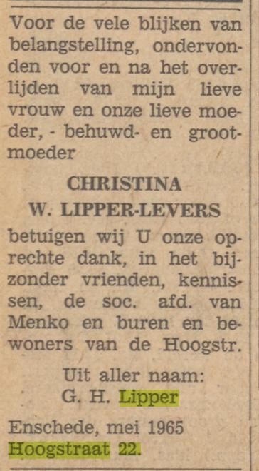 Hoogstraat 22 G.H. Lipper advertentie Tubantia 8-5-1965.jpg