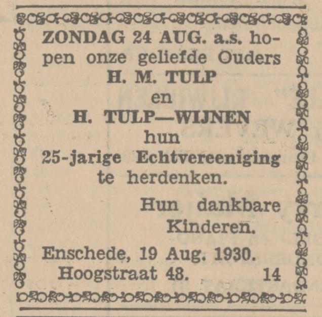 Hoogstraat 48 H.M. Tulp advertentie Tubantia 20-8-1930.jpg