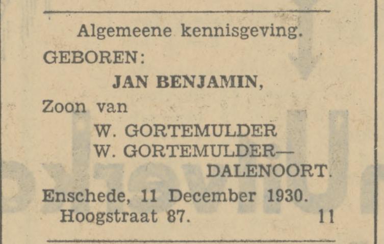 Hoogstraat 87 W. Gortemulder advertentie Tubantia 12-12-1930.jpg