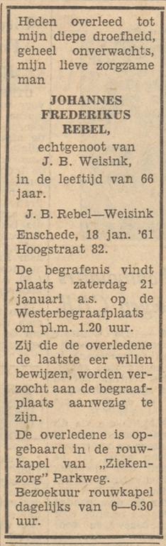 Hoogstraat 82 J.F. Rebel overlijdensadvertentie Tubantia 19-1-1961.jpg