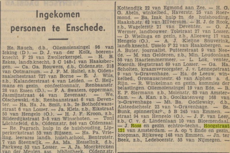 Hoogstraat 121 J. Ross electrotechnicus krantenbericht Tubantia 6-10-1937.jpg