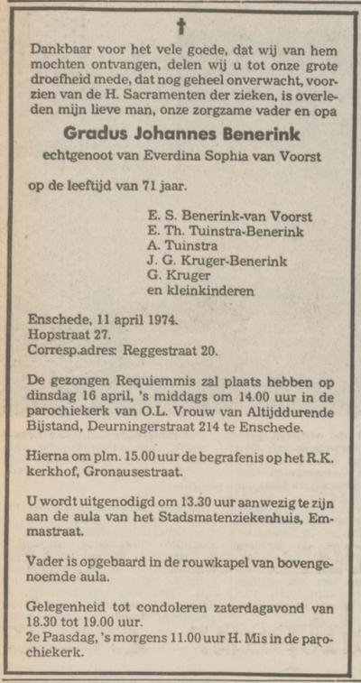 Hopstraat 27 G.J. Benerink overlijdensadvertentie Tubantia 13-4-1974.jpg