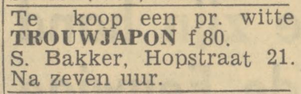 Hopstraat 21 S. Bakker advertentie Twentsch nieuwsblad 3-6-1944.jpg