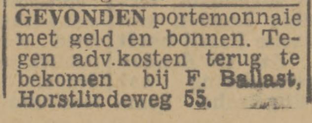 Horstlindeweg 55 F. Ballast advertentie Twentsch nieuwsblad 7-12-1944.jpg