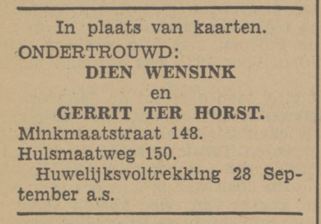 Hulsmaatweg 150 Gerrit ter Horst advertentie Tubantia 12-9-1940.jpg