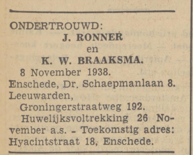Hyacintstraat 18 J. Ronner advertentie Tubantia 9-11-1938.jpg