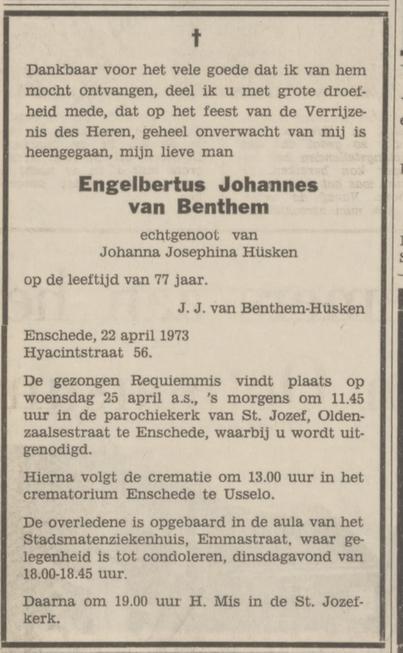 Hyacintstraat 56 E.J. van Benthem overlijdensadvertentie Tubantia 24-4-1973.jpg
