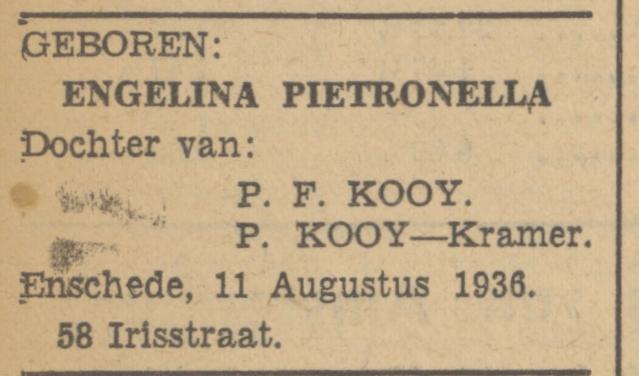 Irisstraat 58 P.F. Kooy advertentie Tubantia 12-8-1936.jpg