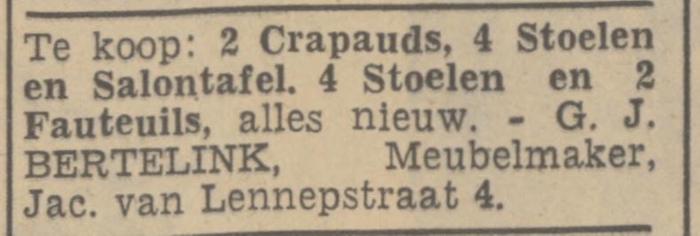 Jacob van Lennepstraat 4 G.J. Bertelink meubelmaker advertentie Tubantia 6-7-1938.jpg