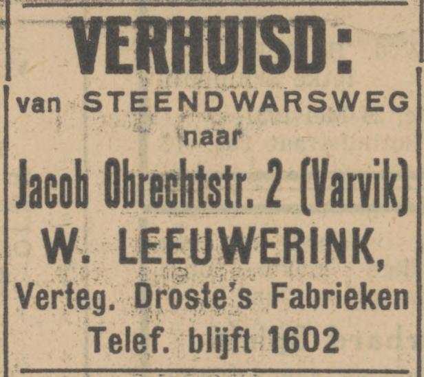 Jacob Obrechtstraat 2 W. Leeuwerink vertegenwoordiger advertentie Tubantia 26-5-1931.jpg