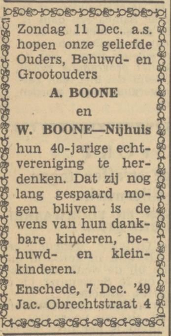 Jacob Obrechtstraat 4 A. Boone advertentie Tubantia 7-12-1949.jpg