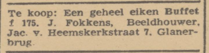 Jacob van Heemskerkstraat 7 Glanerbrug J. Fokkens beeldhouwer advertentie Trouw 27-4-1945.jpg