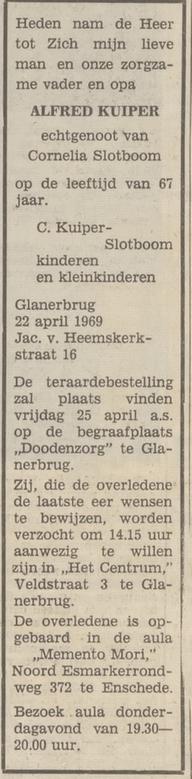 Jacob van Heemskerkstraat 16 Glanerbrug A. Kuiper overlijdensadvertentie Tubantia 23-4-1969.jpg