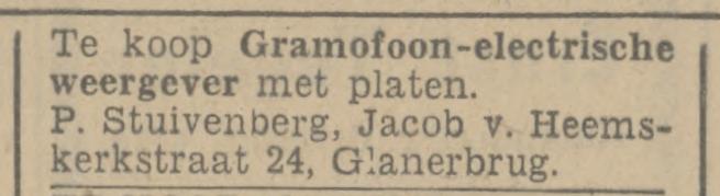 Jacob van Heemskerkstraat 24 Glanerbrug P. Stuivenberg advertentie Tubantia 16-9-1942.jpg
