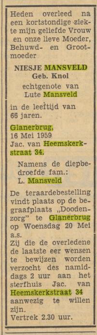 Jacob van Heemskerkstraat 34 Glanerbrug N. Mansveld-Knol overlijdensadvertentie Tubantia 19-5-1959.jpg