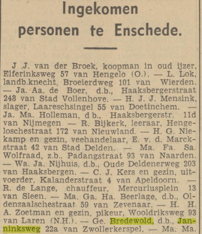 Janninksweg 22a G. Bredewold dienstbode krantenbericht Tubantia 4-1-1938.jpg