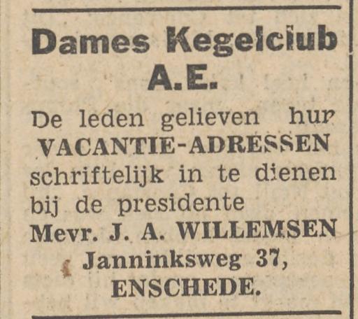 Janninksweg 37 J.A. Willemsen advertentie Tubantia 11-7-1953.jpg