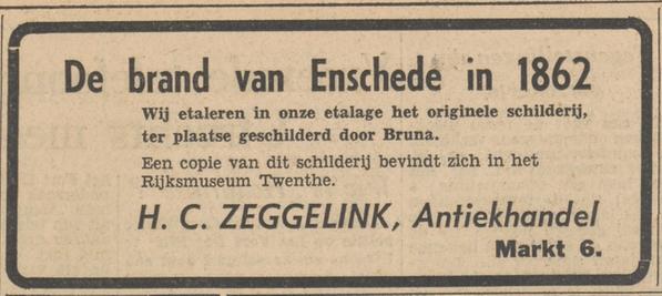 Markt 6 Antiekhandel H.C. Zeggelink advertentie Tubantia 2-1-1956.jpg