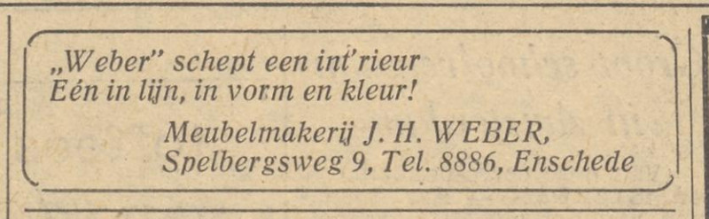 Spelbergsweg 9 Meubelmakerij J.H. Weber advertentie Tubantia 4-5-1959.jpg