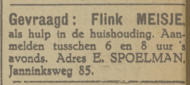 Janninksweg 85 E. Spoelman advertentie Tubantia 7-1-1926.jpg