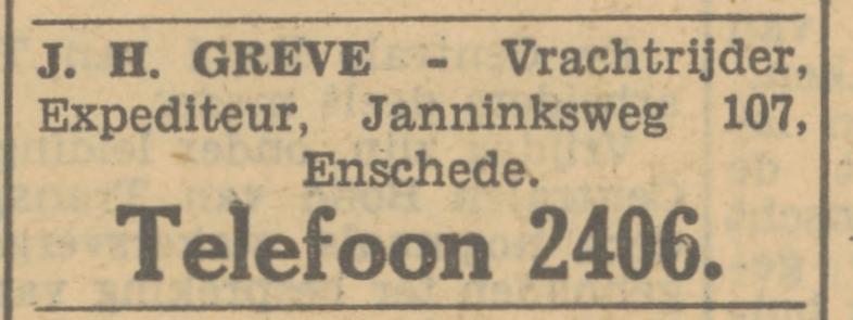 Janninksweg 107 J.H. Greve vrachtrijder advertentie Tubantia 27-3-1933.jpg