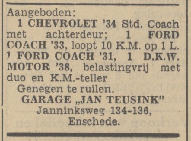 Janninksweg 134-136 Garage Jan Teusink advertentie Tubantia 29-10-1938.jpg