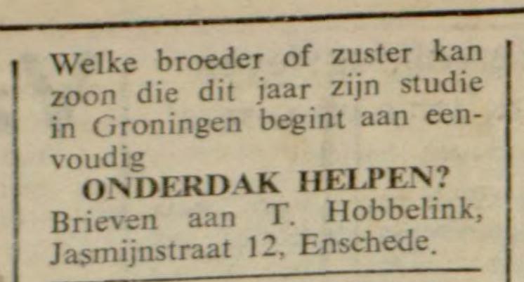 Jasmijnstraat 12 T. Hobbelink advertentie Gereformeerd gezinsblad 10-7-1963.jpg