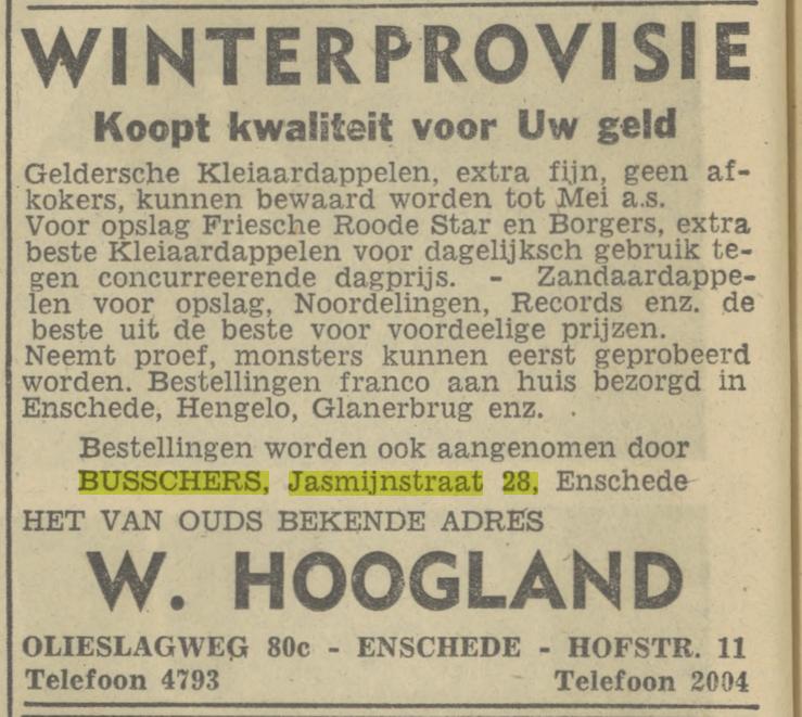 Jasmijnstraat 28 Busschers advertentie Tubantia 12-10-1946.jpg