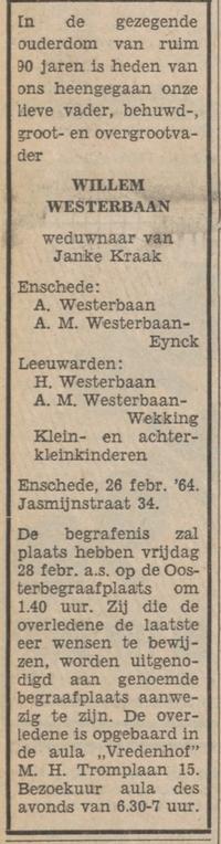 Jasmijnstraat 34 W. Westerbaan overlijdensadvertentie Tubantia 27-2-1964.jpg