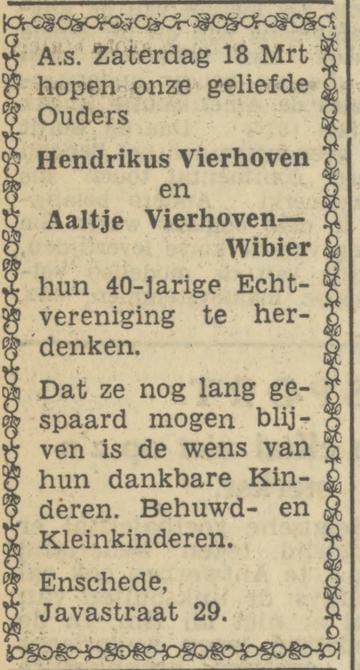 Javastraat 29 H. Vierhoven advertentie Tubantia 16-3-1950.jpg