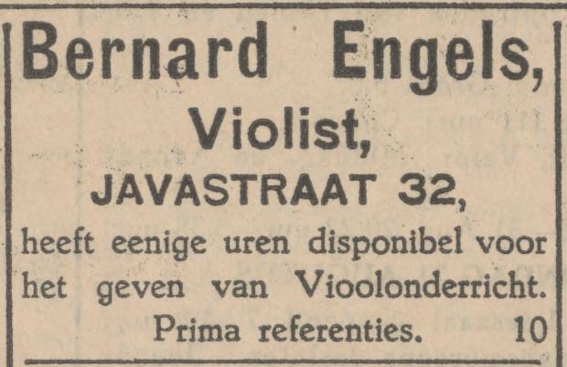 Javastraat 32 Bernard Engels violist advertentie Tubantia 30-8-1930.jpg