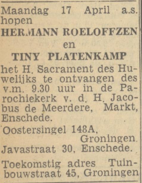 Javastraat 30 Tiny Platenkamp advertentie Twentsch nieuwsblad 25-3-1944.jpg
