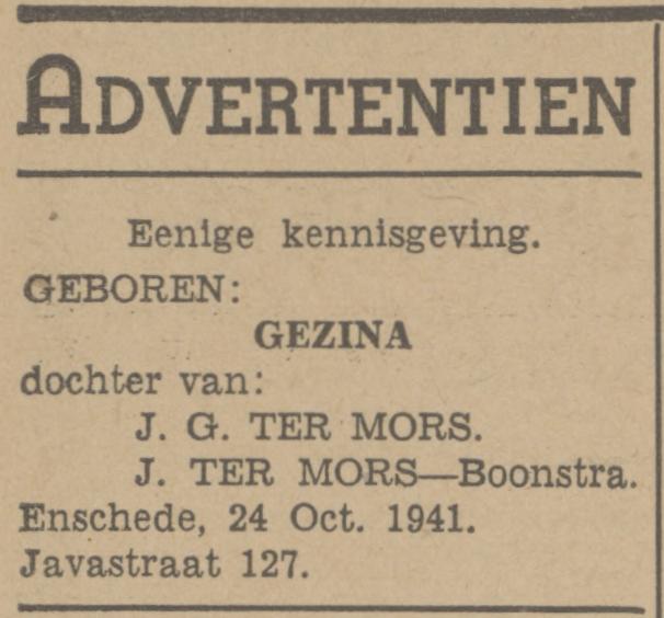 Javastraat 127 J.G. ter Mors advertentie Tubantia 25-10+-1941.jpg