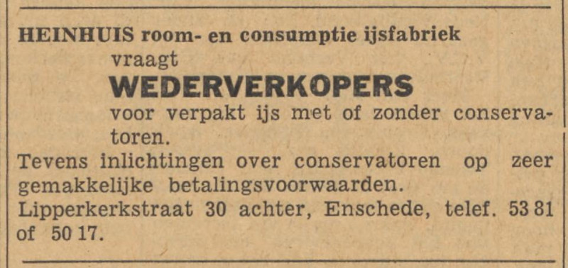 Lipperkerkstraat 30 achter Heinhuis IJsfabriek advertentie Tubantia 18-5-1961.jpg