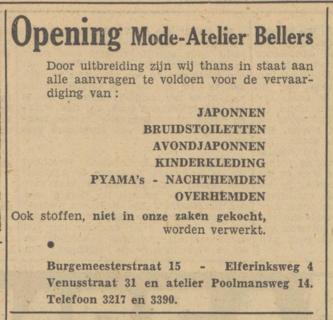 Poolmansweg 11 Mode-Atelier Bellers advertentie Tubantia 24-11-1949.jpg