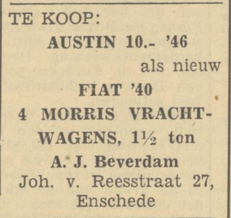 Johan van Reesstraat 27 A.J. Beverdam advertentie Tubantia 11-6-1949.jpg