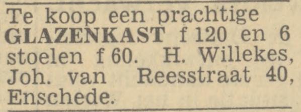 Johan van Reesstraat 40 H. Willekes advertentie Twentsch nieuwsblad 3-6-1944.jpg