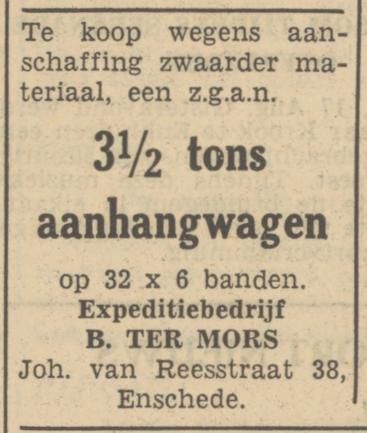 Johan van Reesstraat 38 B. ter Mors Expeditiebedrijf advertentie Tubantia 17-8-1950.jpg