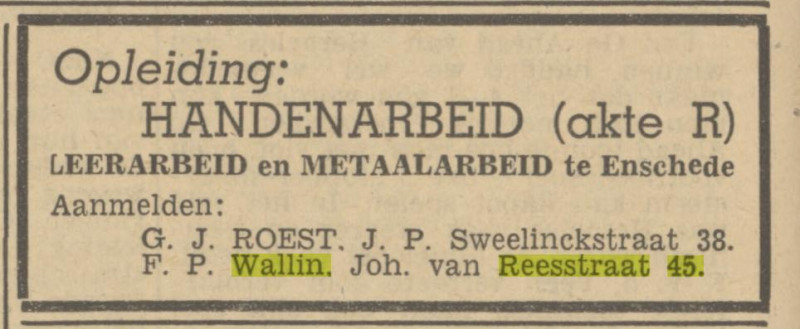Johan van Reesstraat 45 F.P. Wallink advertentie Tubantia 13-9-1948.jpg