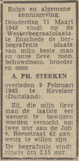 Johan van Reesstraat 42 A.Ph. Sterken overlijdensadvertentie Tubantia 8-3-1948.jpg