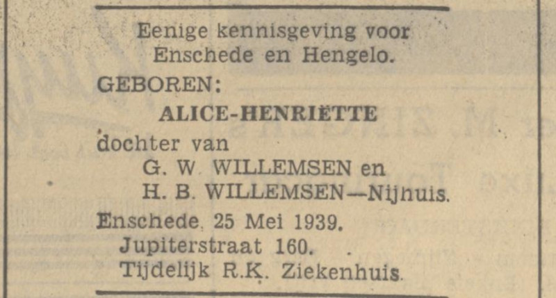 Jupiterstraat 160 G.W. Willemsen advertentie Tubantia 25-5-1939.jpg