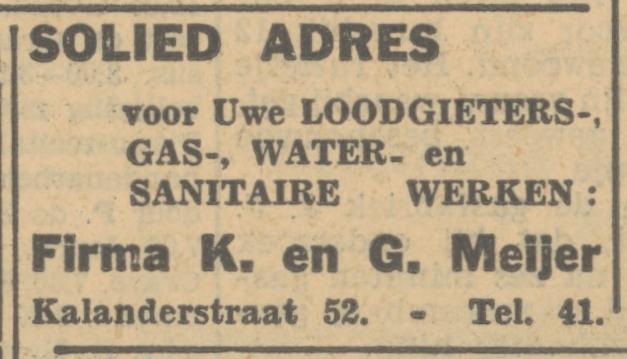 Kalanderstraat 52 Fa. K. en G. Meijer advertentie Tubantia 25-1-1933.jpg