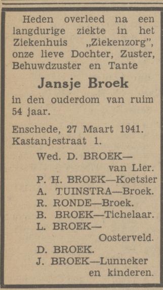 Kastanjestraat 1 J. Broek overlijdensadvertentie Tubantia 28-3-1941.jpg