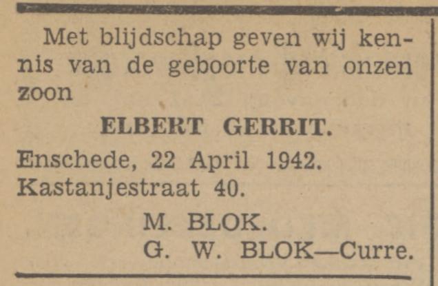 Kastanjestraat 40 M. Blok advertentie Tubantia 23-4-1942.jpg