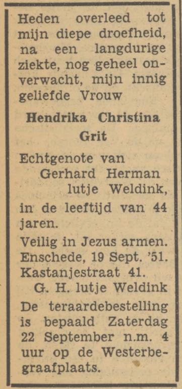 Kastanjestraat 41 H.C. Lutje Weldink-Grit advertentie Tubantia 20-9-1951.jpg