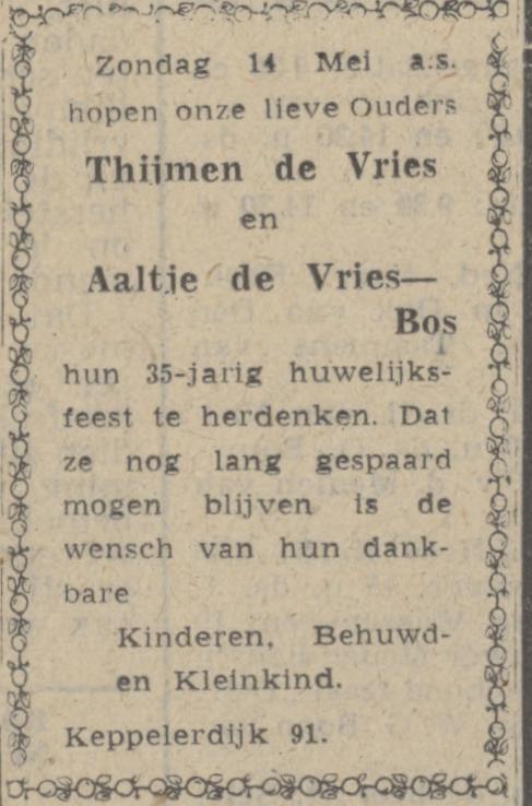 Keppelerdijk 91 Thijmen de Vries advertentie Twentsch nieuwsblad 12-5-1944.jpg