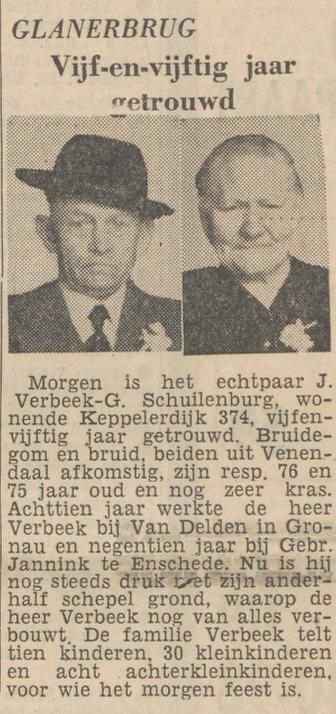 Keppelerdijk 374 Glanerbrug J. Verbeek krantenbericht Tubantia 16-10-1958.jpg