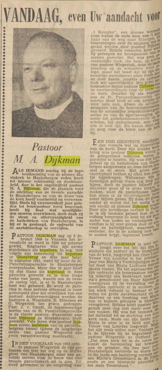 M.A. Dijkman pastoor Glanerbrug krantenbericht Twentsche courant 29-1-1958.jpg