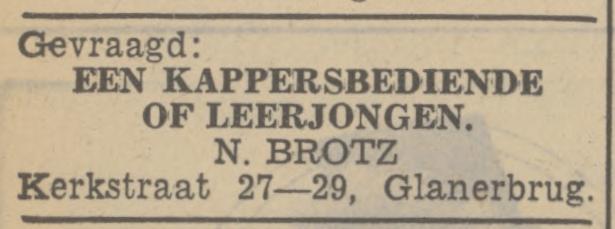 Kerkstraat 27-29 Glanerbrug N. Brotz kapper advertentie Tubantia 9-11-1938.jpg